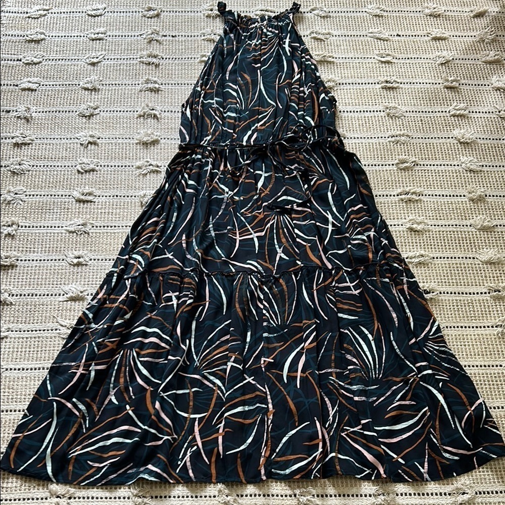 Ava & Viv Black and Orange Patterned Maxi Dress